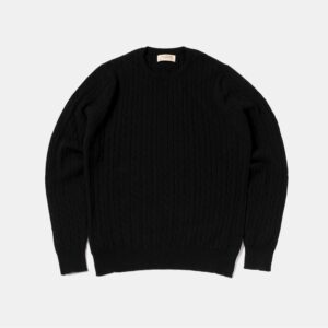 Cable-Knit Crewneck Pullover Black